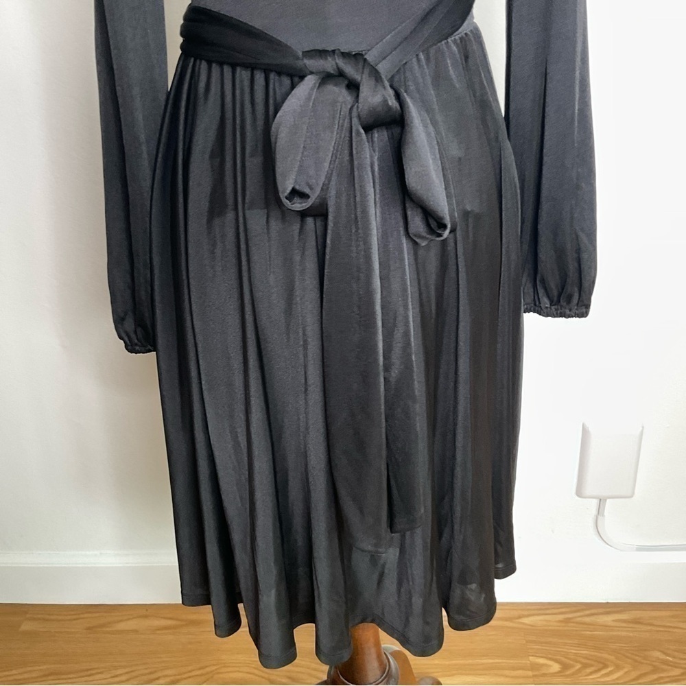 NWT Halston Heritage Faux Wrap Long Sleeve Jersey Dress Black XXSmall - Picture 8 of 13